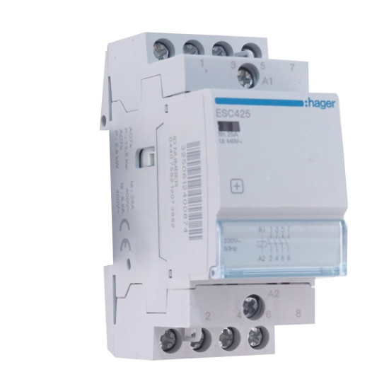 Контактор 25A ESC425S безшумний (4НО, 230В) 2м Hager