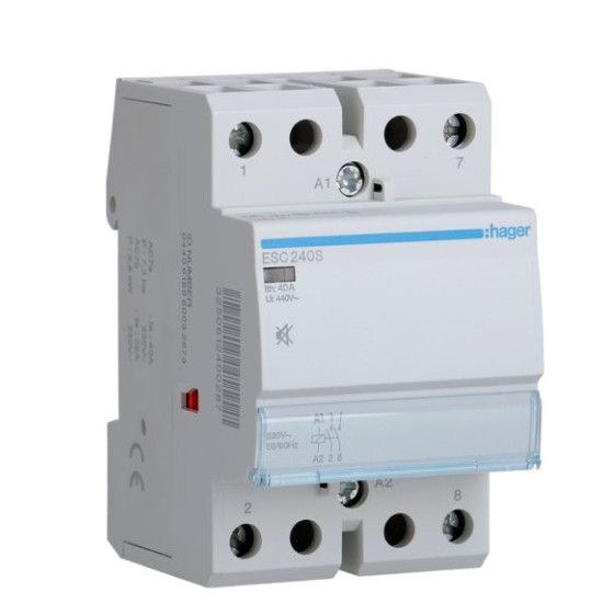 Модульний контактор ESC240S (40A, 2НО, 230В) Hager