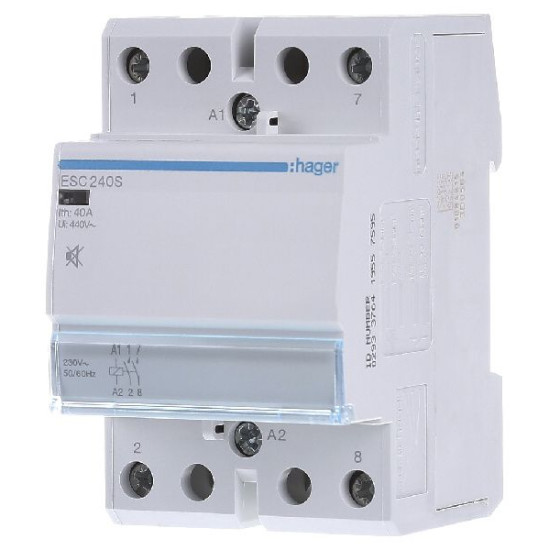 Модульний контактор ESC240S (40A, 2НО, 230В) Hager