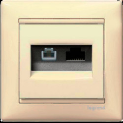 Механізм розетки комбінованої RJ-45 + RJ-11 Valena (UTP Cat.6) слонова кістка