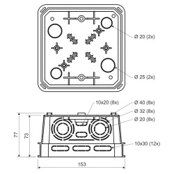 Розподільна коробка Kopos KO 125 Е (8595057612587) 150х150х77мм
