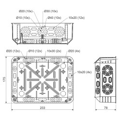 Розподільна коробка Kopos KT 250/1 KB (8595057632738) 234х176х79мм
