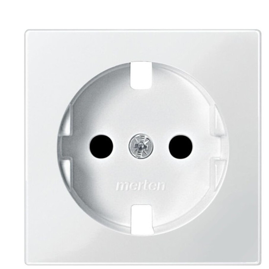 Накладка Schneider Electric Merten System M MTN2330-0319 із заземленням та із захисними шторками (полярно білий)