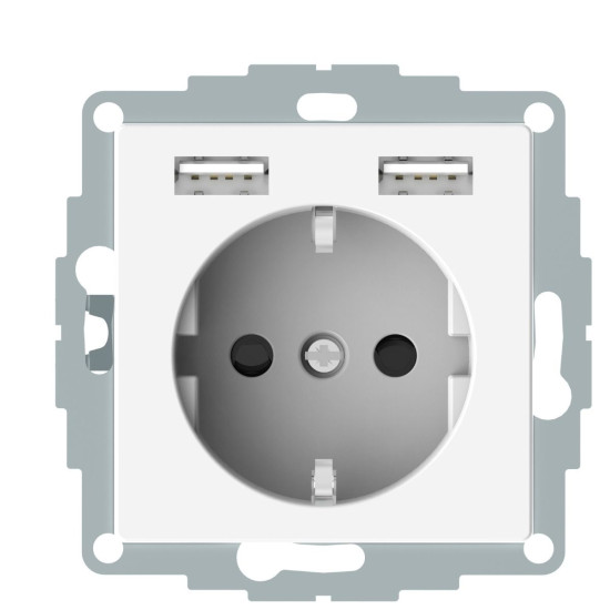 USB розетка Schuko Schneider Electric Merten System M MTN2366-0319 2 USB (полярно білий)