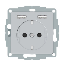 USB розетка Schuko Schneider Electric Merten System M MTN2366-0460 2 USB (алюміній)