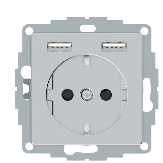 USB розетка Schuko Schneider Electric Merten System M MTN2366-0460 2 USB (алюміній)