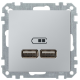 USB-накладка розетки Schneider Electric Merten System M MTN4367-0460 (алюміній)