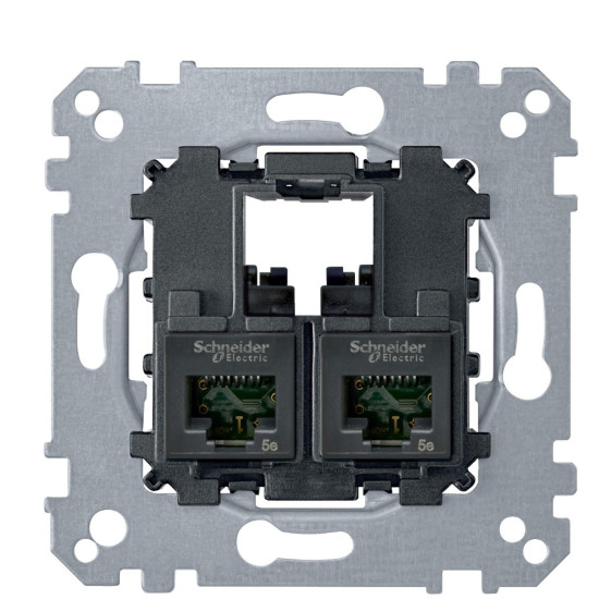 Механізм комп'ютерної розетки RJ-45 2-П cat.5e UTP Merten, MTN4575-0002