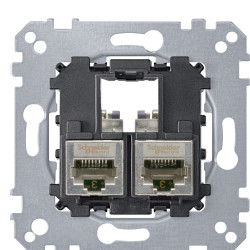 Механізм комп'ютерної розетки RJ-45 2-П cat.5е STP Merten, MTN4575-0012