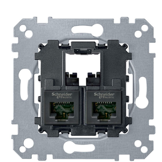 Механізм комп'ютерної розетки RJ-45 2-П cat.6 UTP Merten, MTN4576-0002