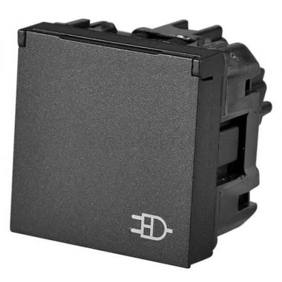 Механізм розетки ABB Zenit N2288.1 AN 2М із заземленням та кришкою (антрацит)