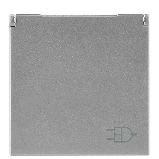 Механізм розетки ABB Zenit N2288.1 PL 2М із заземленням та кришкою (срібло)