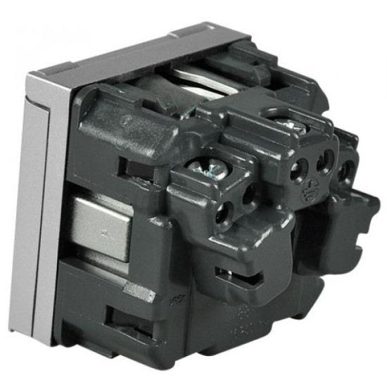 Механізм розетки ABB Zenit N2288.1 PL 2М із заземленням та кришкою (срібло)