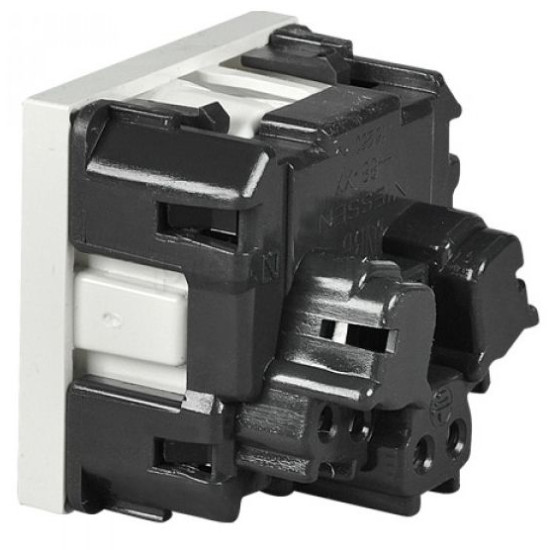 Механізм розетки ABB Zenit N2288 BL 2М із заземленням та захисними шторками (білий)