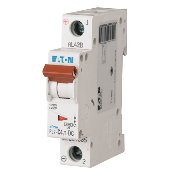Автоматичний вимикач Eaton PL7-C4/1-DC 250В DC 4А C