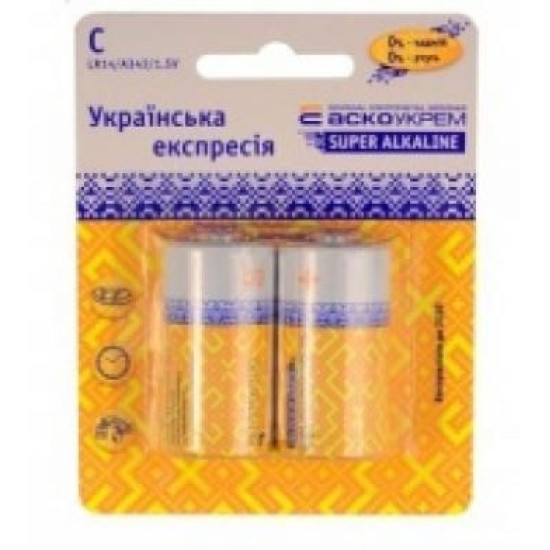 Батарейка лужна Аско-Укрем C.LR14.BL2 (блістер 2шт)