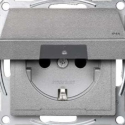 Механізм розетки SCHUKO з кришкою алюмінію IP44 Merten, MTN2314-0460