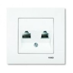 Розетка комп'ютер телефон (RJ45 Cat5e - RJ11 Cat3) біла VIKO Karre