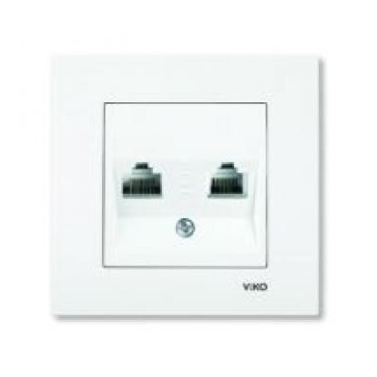 Розетка комп'ютер телефон (RJ45 Cat5e - RJ11 Cat3) біла VIKO Karre