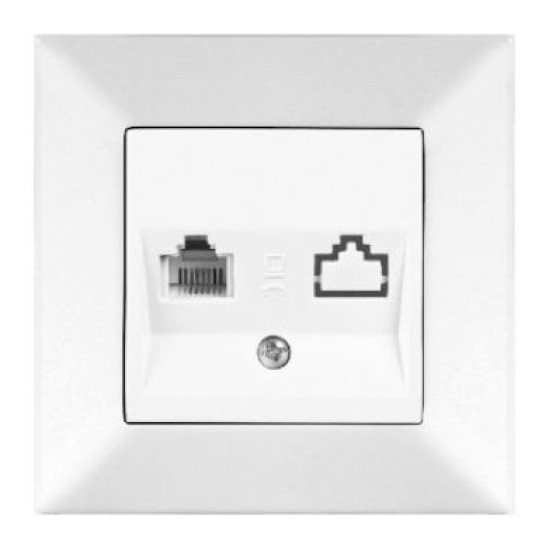 Розетка телефонна Meridian, RJ11 Cat.3, білий