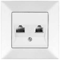 Розетка комп'ютер-телефон Meridian, RJ45 Cat.5e - RJ11 Cat.3, білий