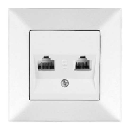 Розетка комп'ютер-телефон Meridian, RJ45 Cat.5e - RJ11 Cat.3, білий