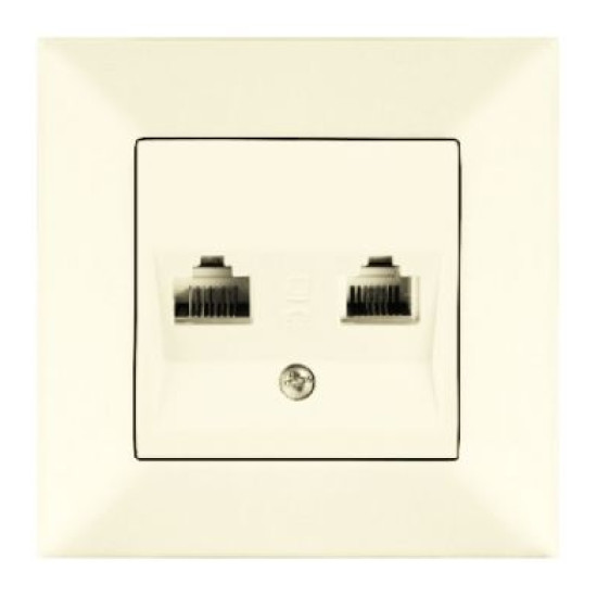 Розетка комп'ютер-телефон Meridian, RJ45 Cat.5e - RJ11 Cat.3, кремовий