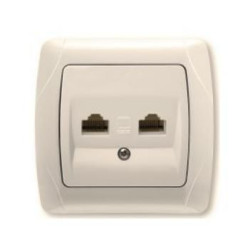 Розетка комп'ютерна подвійна (2хRJ45 Cat5e), кремова VIKO Carmen арт. 90562034