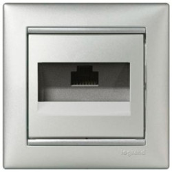 Механізм розетки комп'ютерної RJ-45 UTP Cat.5e Valena алюміній