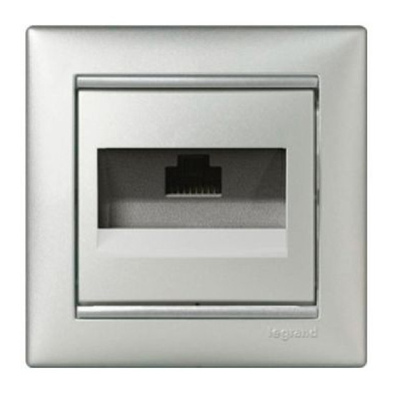 Механізм розетки комп'ютерної RJ-45 UTP Cat.5e Valena алюміній