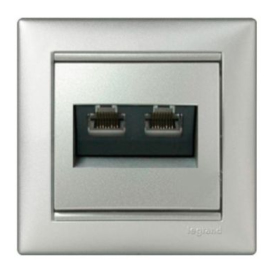 Механізм розетки комп'ютерної 2xRJ-45 UTP Cat.5e Valena алюміній