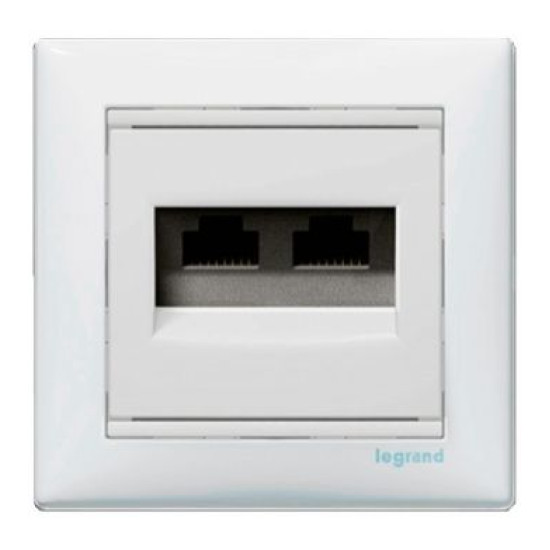 Механізм розетки комп'ютерної 2xRJ-45 UTP Cat.5e Valena без захватів білий