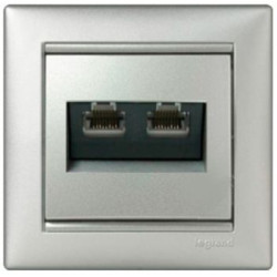 Механізм розетки комп'ютерної 2xRJ-45 FTP Cat.6 Valena без захватів алюміній