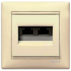 Механізм розетки комп'ютерної 2xRJ-45 STP Cat.6 Valena без захватів слонова кістка