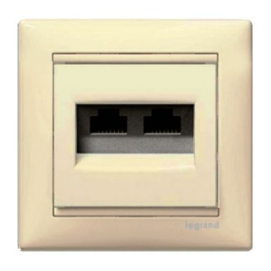 Механізм розетки комп'ютерної 2xRJ-45 STP Cat.6 Valena без захватів слонова кістка