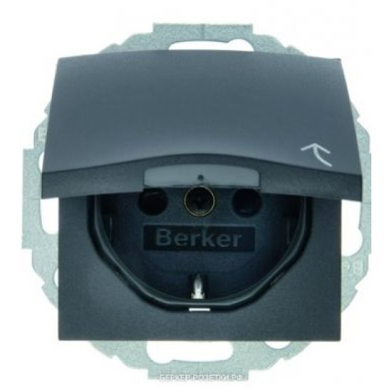 Розетка з кришкою, із захистом від дітей, антрацит, 16А/250В Berker B.3/B.7