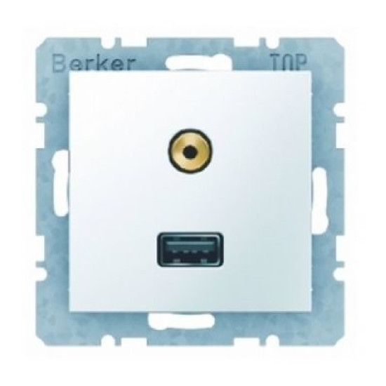 Розетка USB/3.5мм аудіо, біла Berker S.1