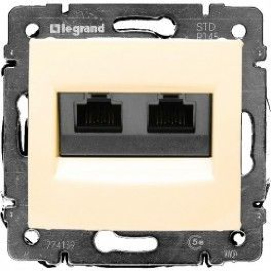 Механізм розетки комп'ютерної 2xRJ-45 UTP Cat.5e Valena без захватів слонова кістка