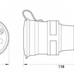 Силовий роз'єм на кабель E.Next e.socket.rubber.031.25