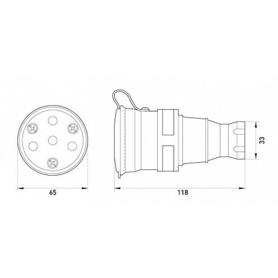 Силовий роз'єм на кабель E.Next e.socket.rubber.031.25