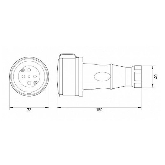 Силовий роз'єм на кабель E.Next e.socket.rubber.071.32