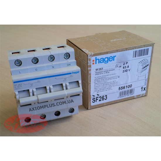 Перемикач Hager SF263 I-0-II 1+N 63А/230В 4м